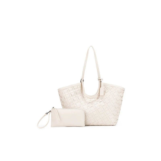 CHARLES & KEITH 
Ivette Woven Tote Bag - Ivory