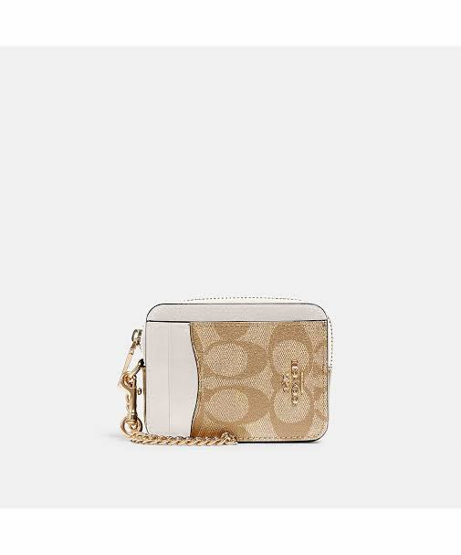 COACH® | Essential Chain Card Case signature canvas chalk