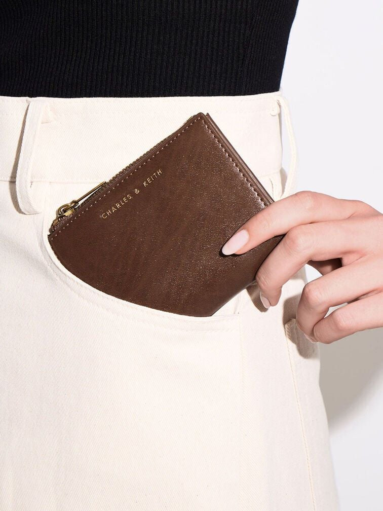 Charles & Keith Harmonies Top Zip Small Wallet - Chocolate