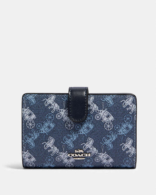 Coach Medium Corner Zip Wallet With Horse And Carriage Print