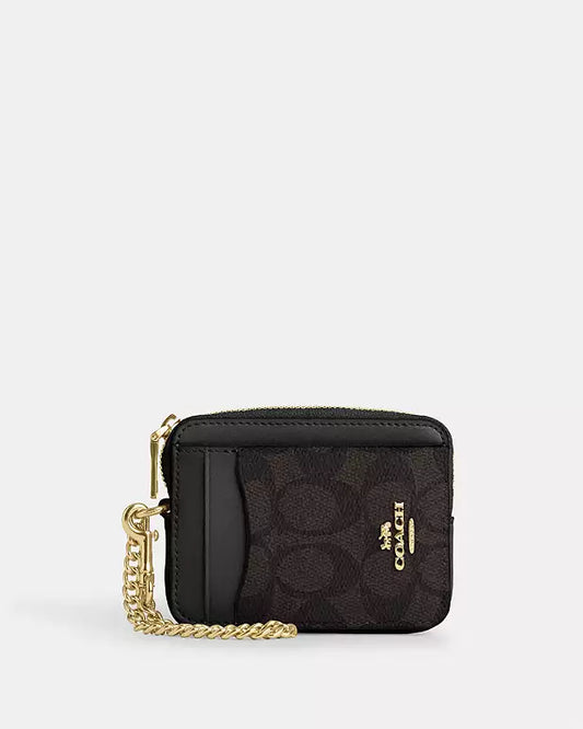 COACH® | Essential Chain Card Case signature canvas coffee