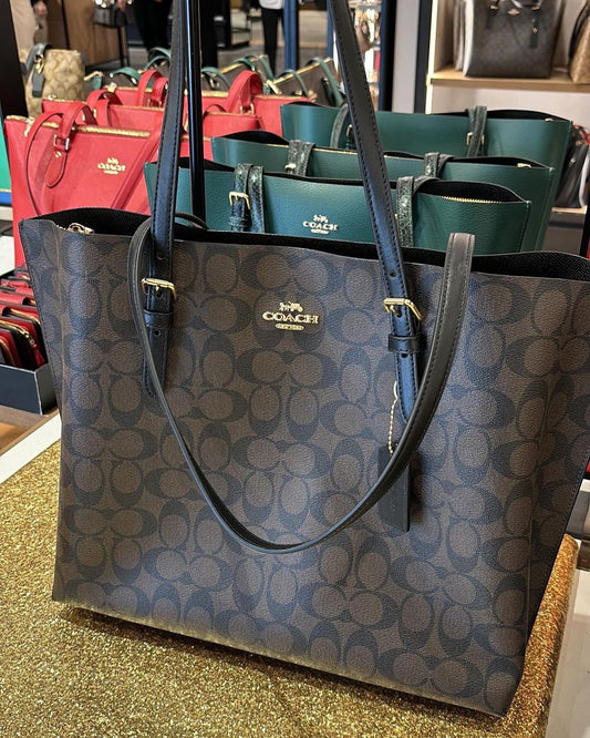 Coach mollie tote in signature canvas ( coffee )