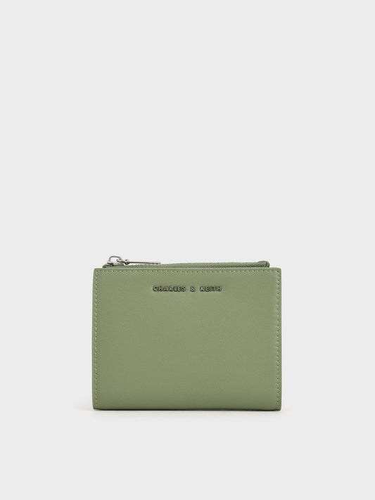 Charles & Keith Harmonee Top Zip Small Wallet - Sage green