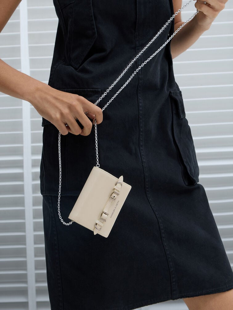 Sloane Chain-Handle Wallet - Cream