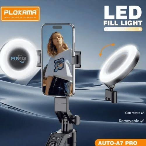 Plokama Auto A7 Pro AI Face Tracking 360° Rotate Tripod With LED Fill Light