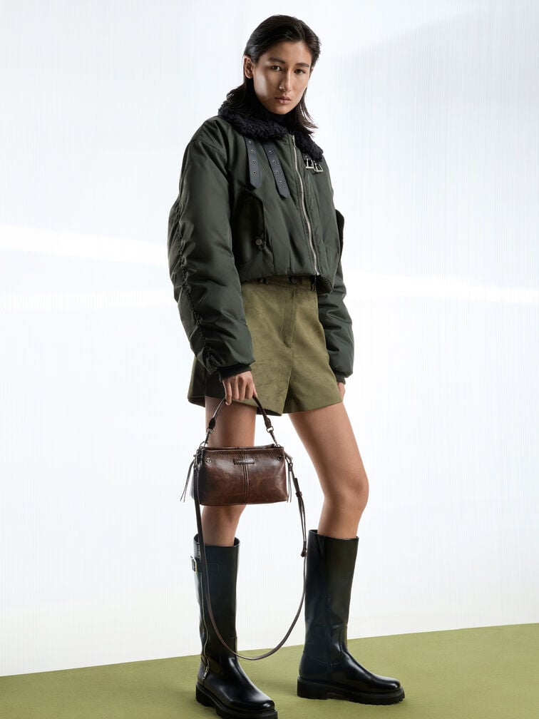 Noane Top Handle Bag - Distressed Coffee