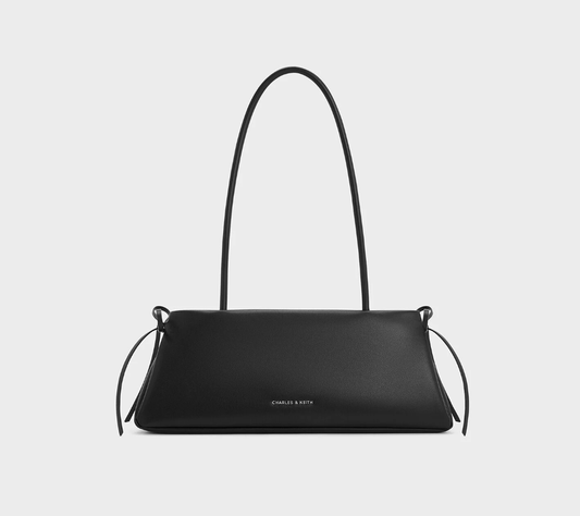 Charles & Keith - Hazel Bow Elongated Trapeze Shoulder Bag - Black