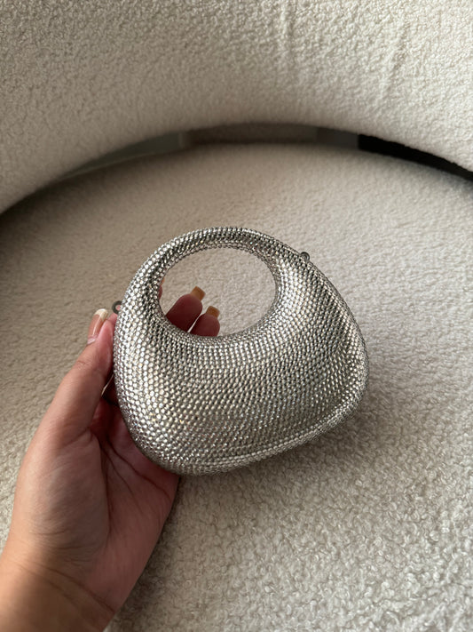 Silver Rhinestone clutch