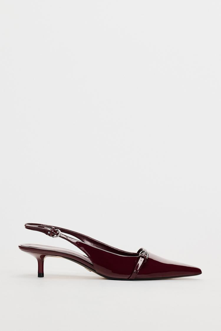 ZARA BURGUNDY SLINGBACK BUCKLE SHOES