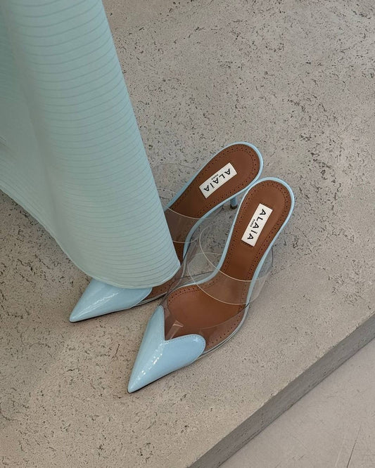 ALAiA  LE CŒUR MULES IN PATENT LEATHER 🩵