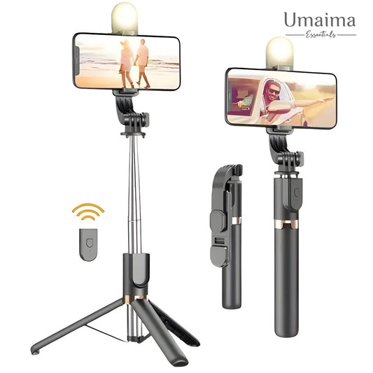 LIVE BROADCAST TRIPOD STAND WITH LIGHT AND WIRELESS REMOTE 165cm