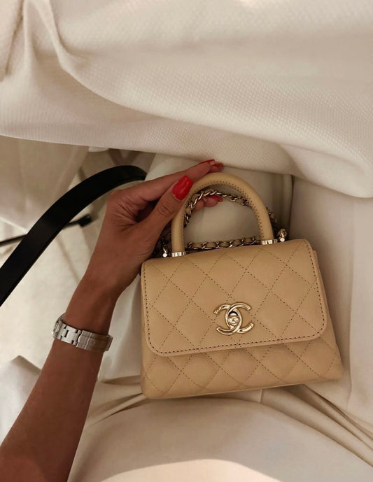 Mini coco top handle beige