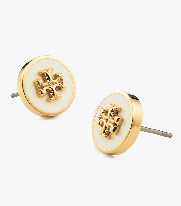 TORY ICON ENAMEL CIRCLE-STUD EARRINGS