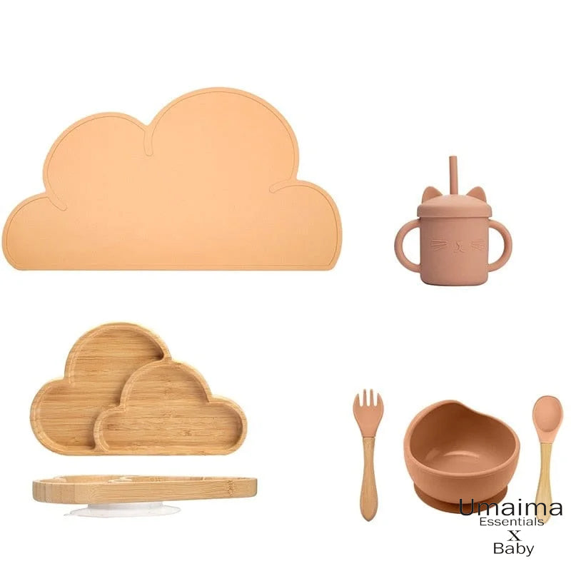 6 Pcs Set Baby Silicone Tableware