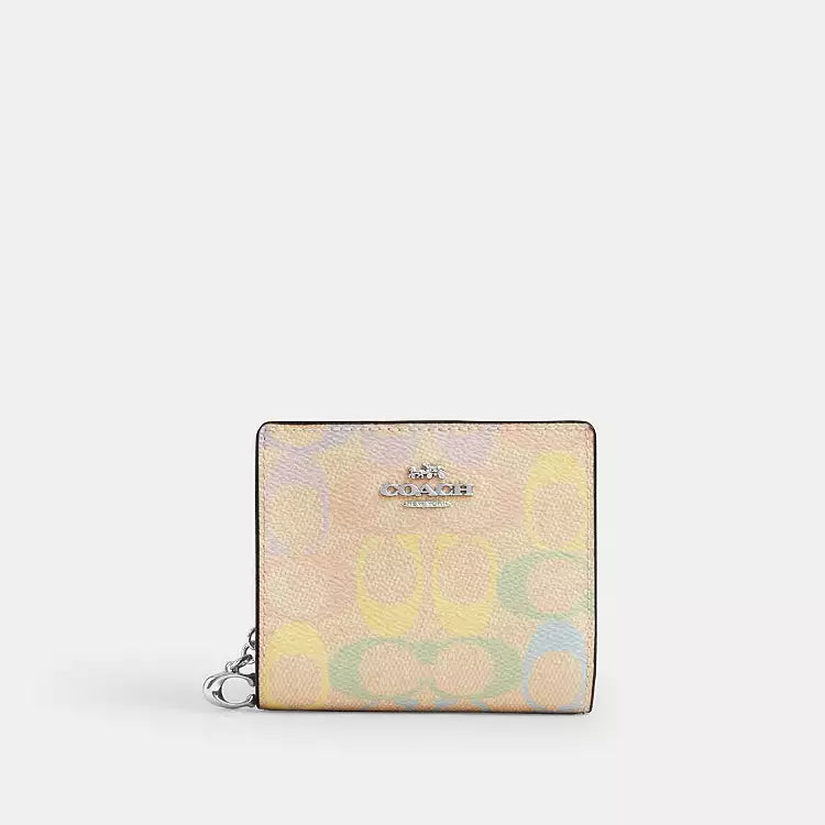 Coach Snap Wallet In Rainbow Signature Canvas