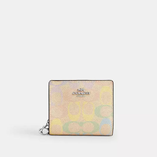 Coach Snap Wallet In Rainbow Signature Canvas