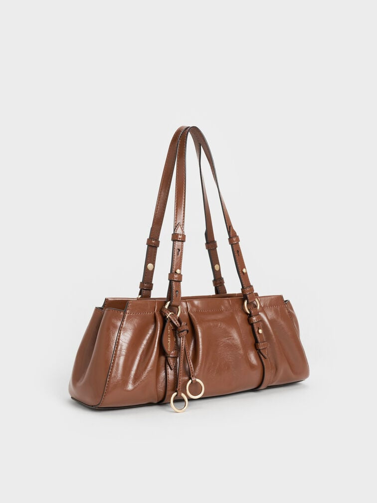Britton Elongated Shoulder Bag - brown