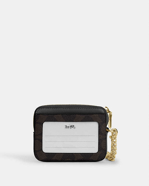 COACH® | Essential Chain Card Case signature canvas coffee