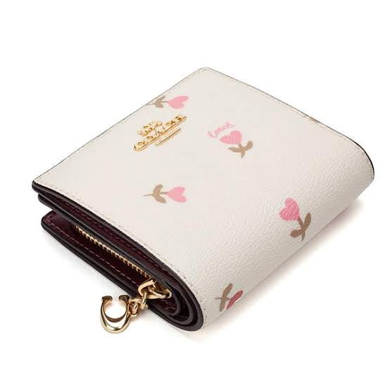 Coach Snap Wallet In Signature Canvas With Heart Floral Print