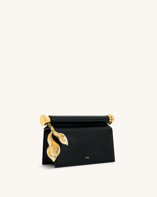 Holly Metal Pendant Embellished Clutch - Black