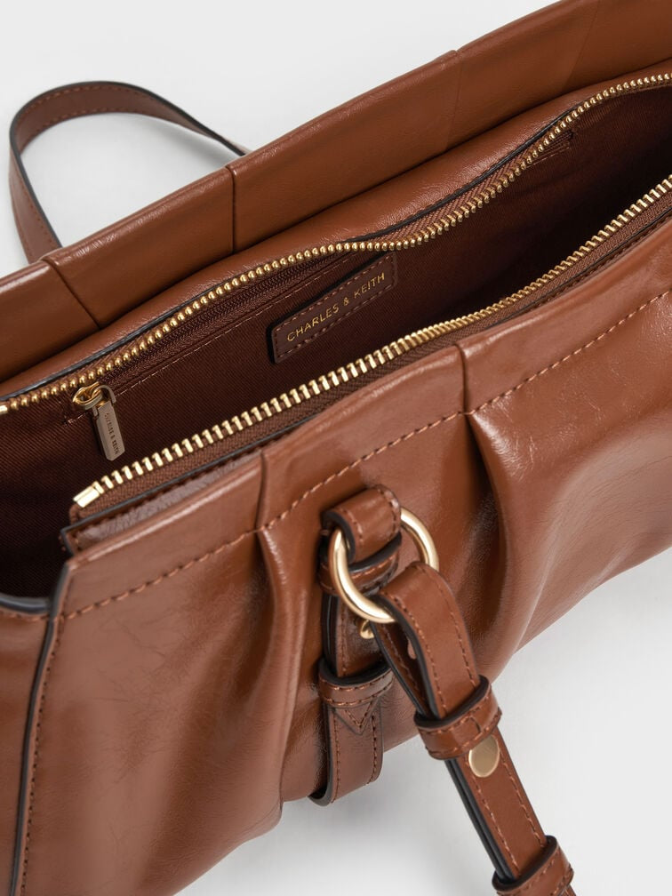 Britton Elongated Shoulder Bag - brown