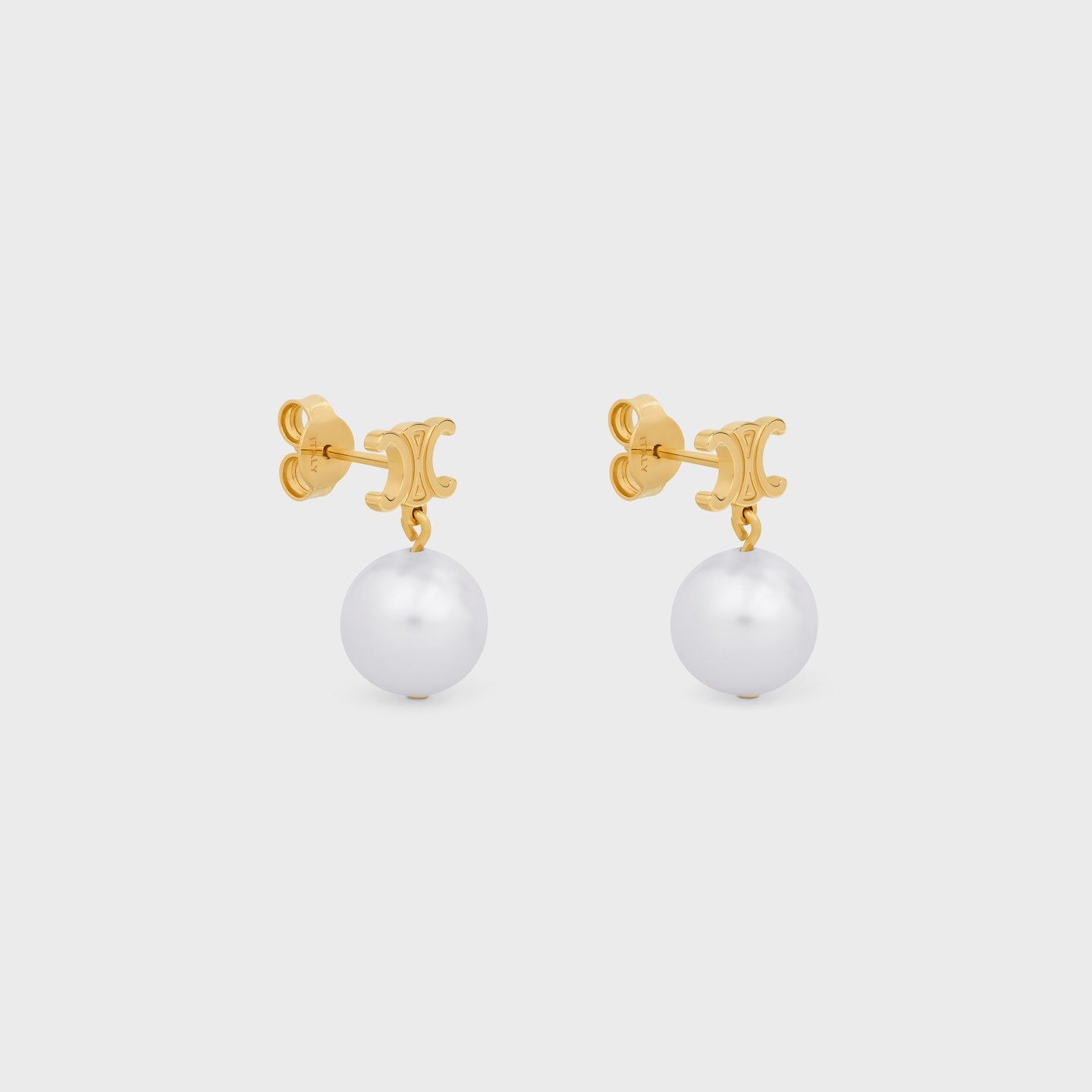CELINE EARRINGS IN BRASS WITH GOLD FINISH AND RESIN PEARLS