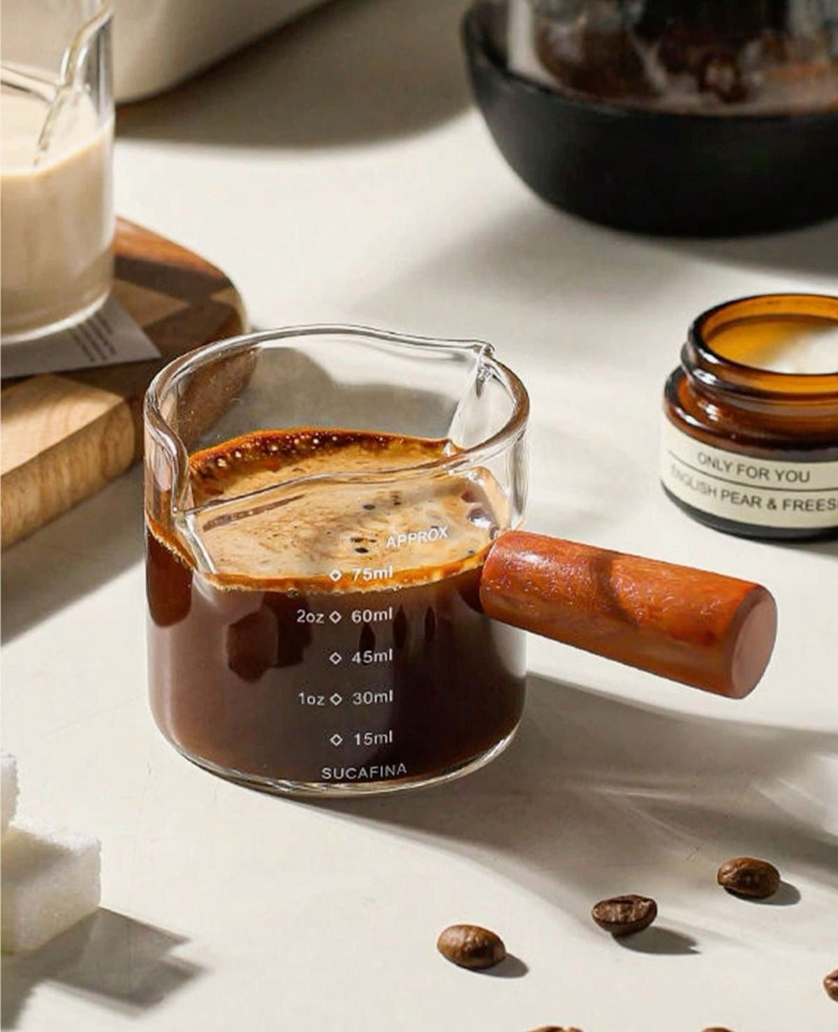 Espresso shot measuring cup