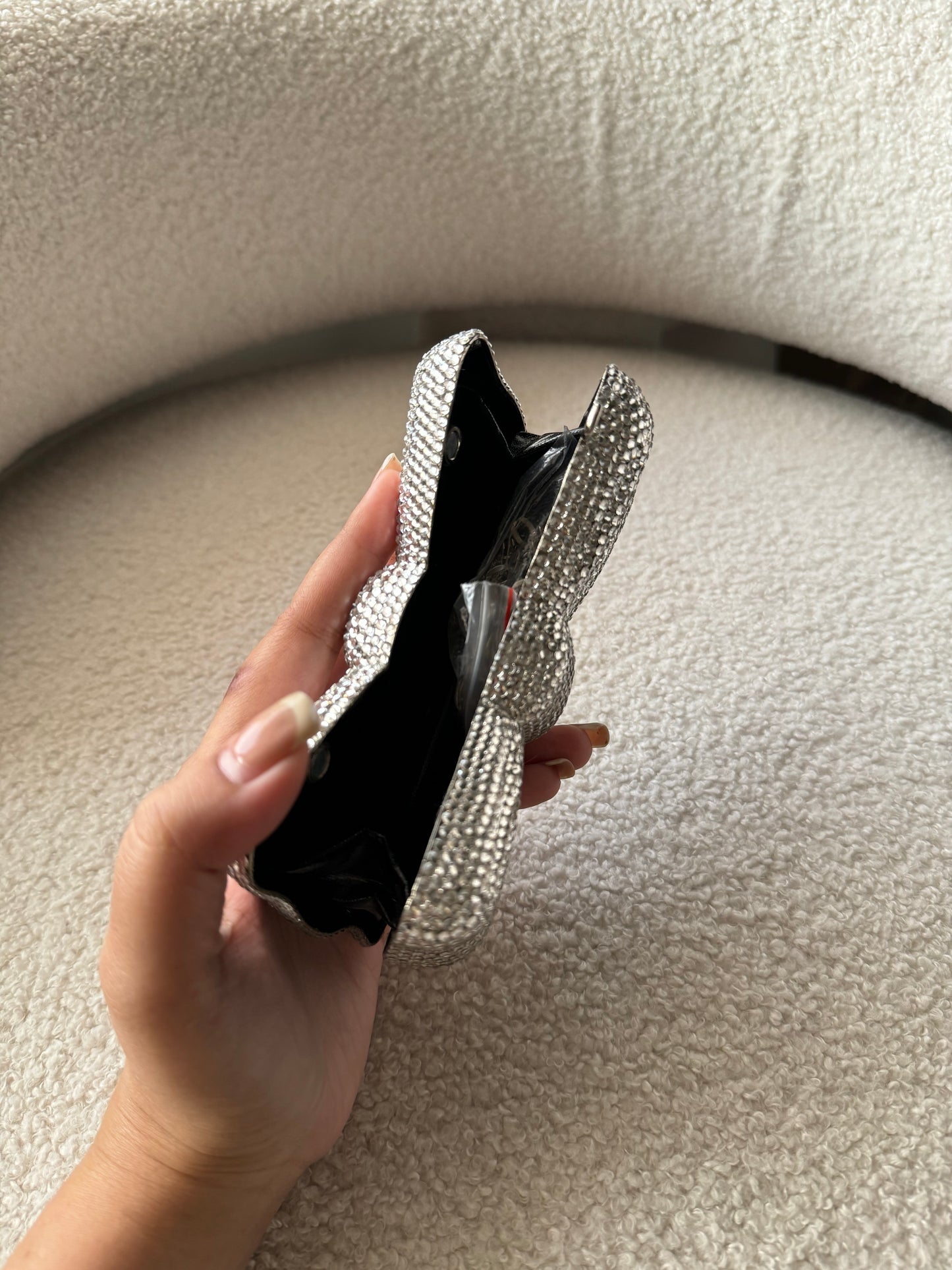 Rhinestone Bow Silver