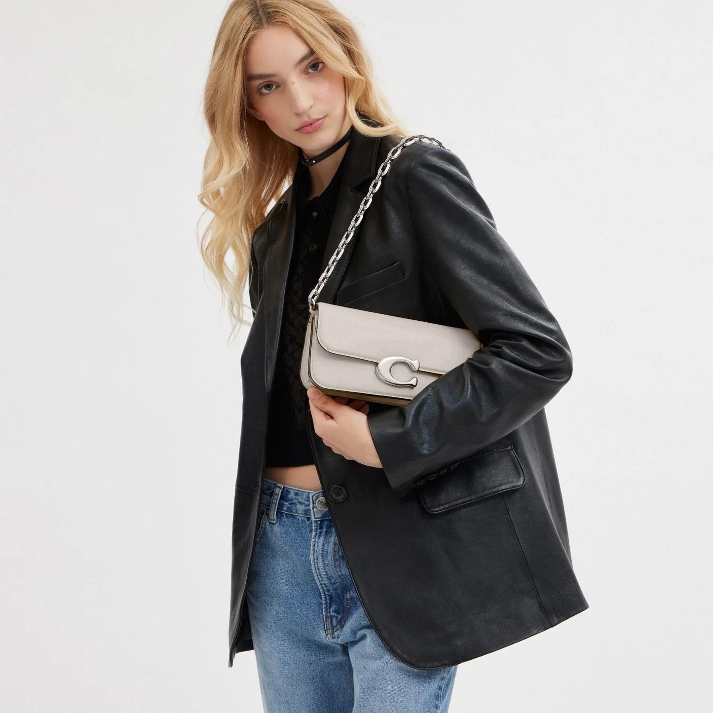 Coach Idol 23 white silver hardware