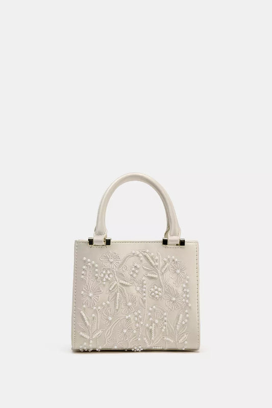 ZARA SATIN-EFFECT PEARL HANDBAG