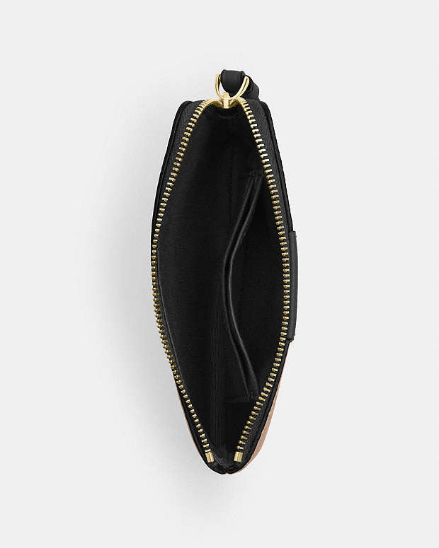 Coach Corner Zip Wristlet In Signature Canvas With Stripe