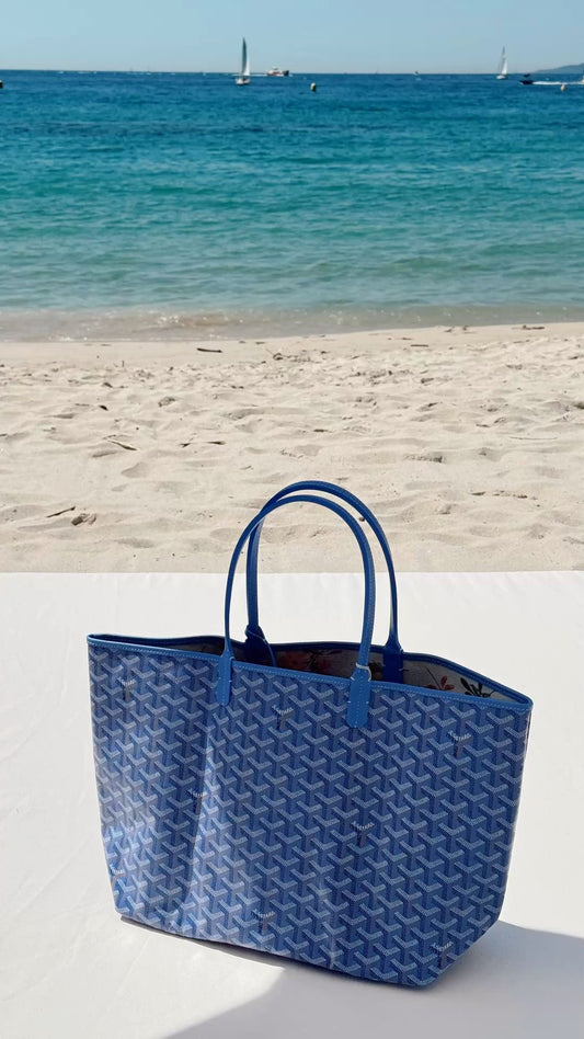 Goyard medium tote blue floral