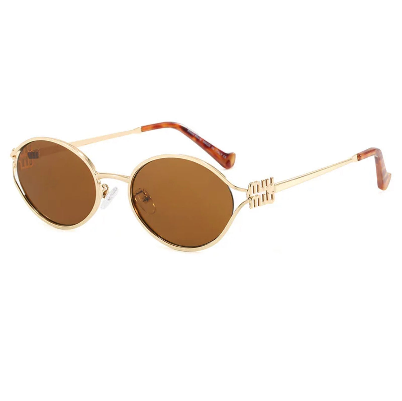 Retro metal frame sunglasses brown