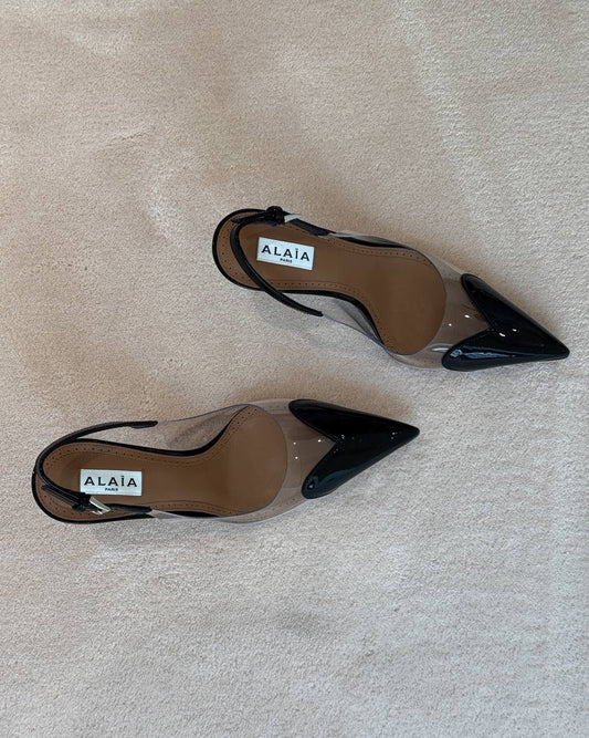 ALAiA LE CŒUR SLINGBACKS IN PATENT LEATHER 🖤