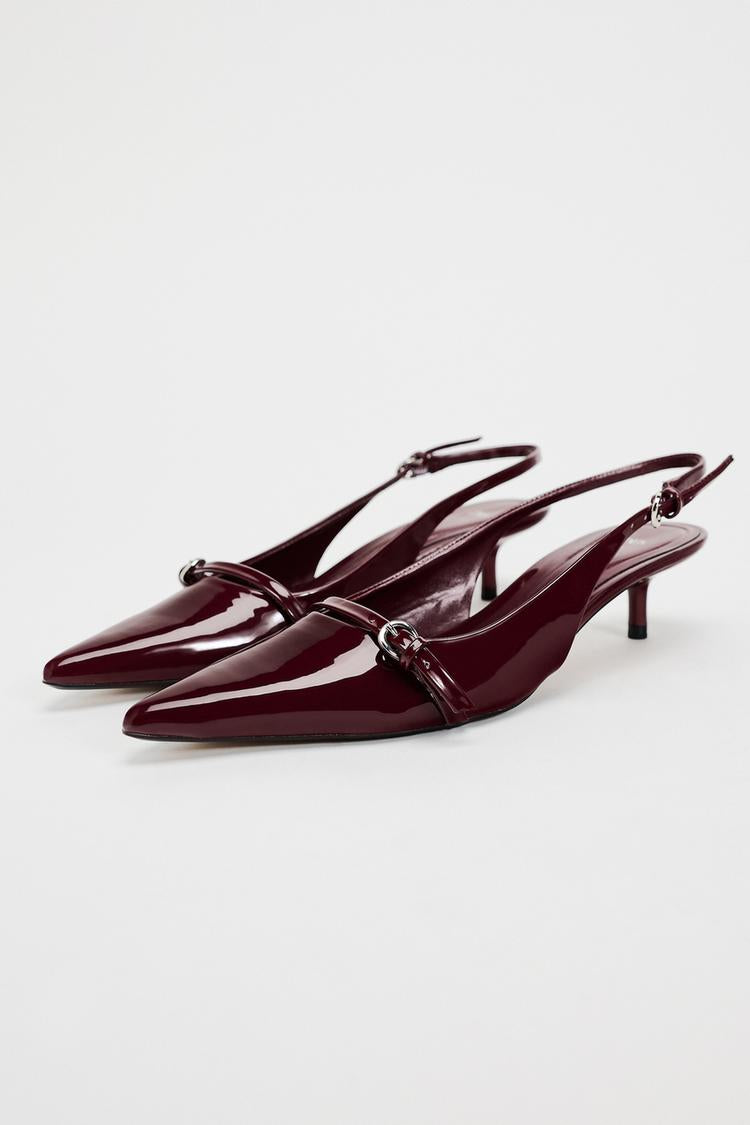ZARA BURGUNDY SLINGBACK BUCKLE SHOES