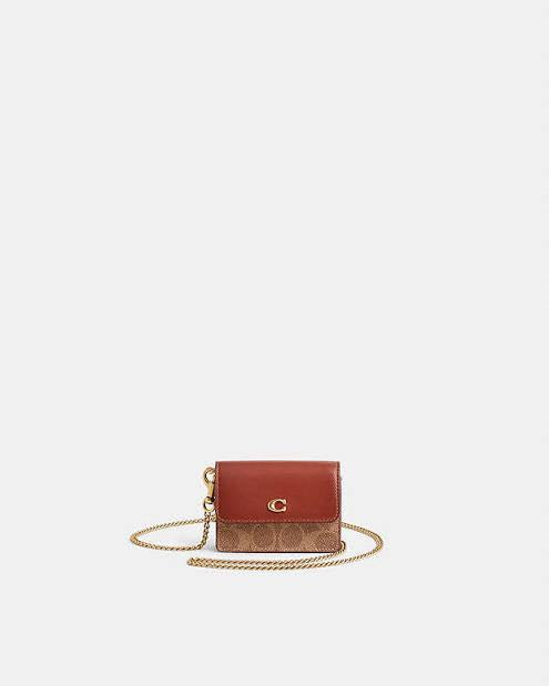 Coach Half Flap Card Case In Signature Canvas