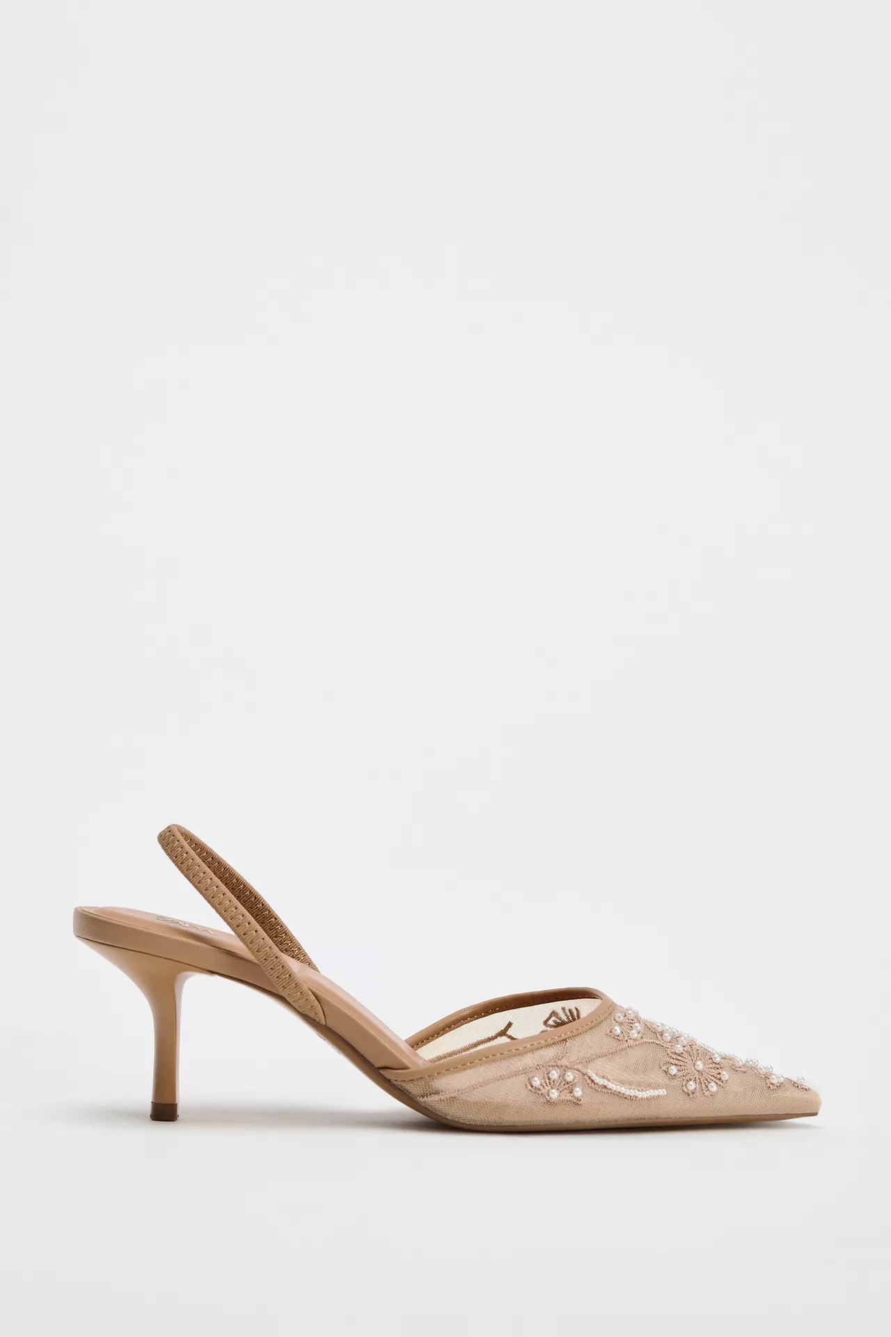 ZARA EMBROIDERED MESH SLINGBACK SHOES