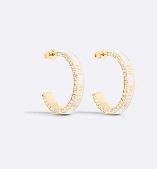 Large Dior Night Code Hoop Earrings