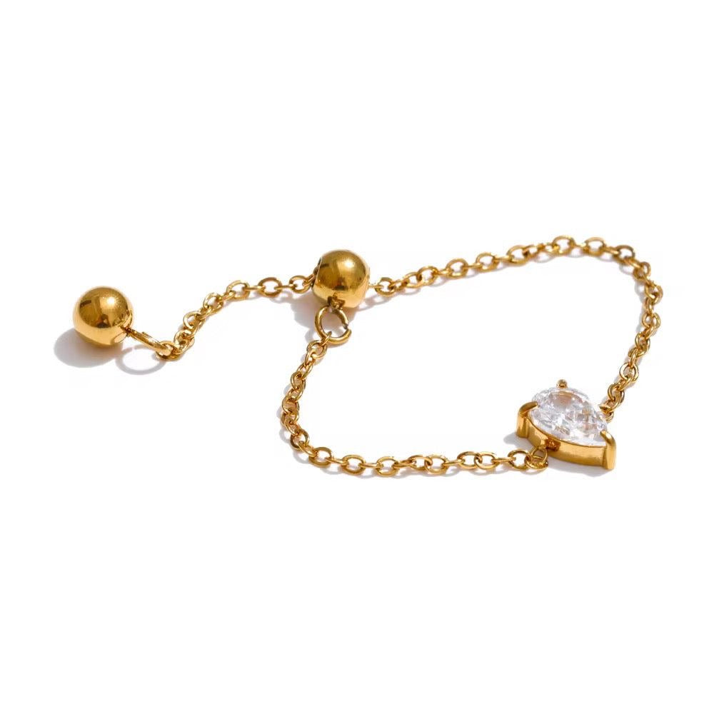 Raindrop stone ring ( adjustable)