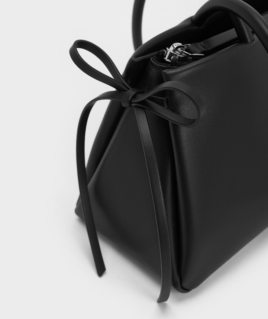 Charles & Keith - Hazel Bow Elongated Trapeze Shoulder Bag - Black