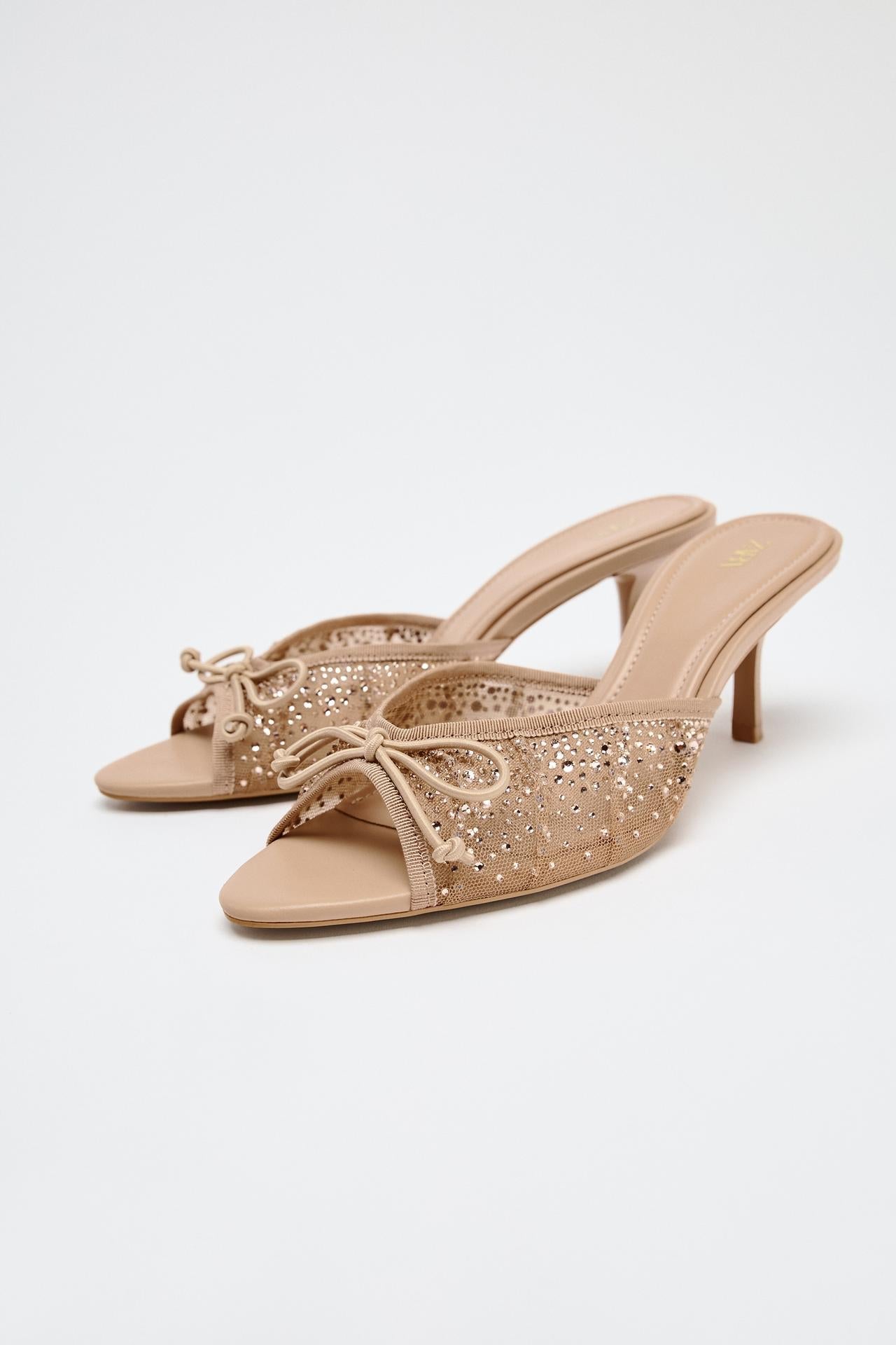 MESH RHINESTONE HEELS