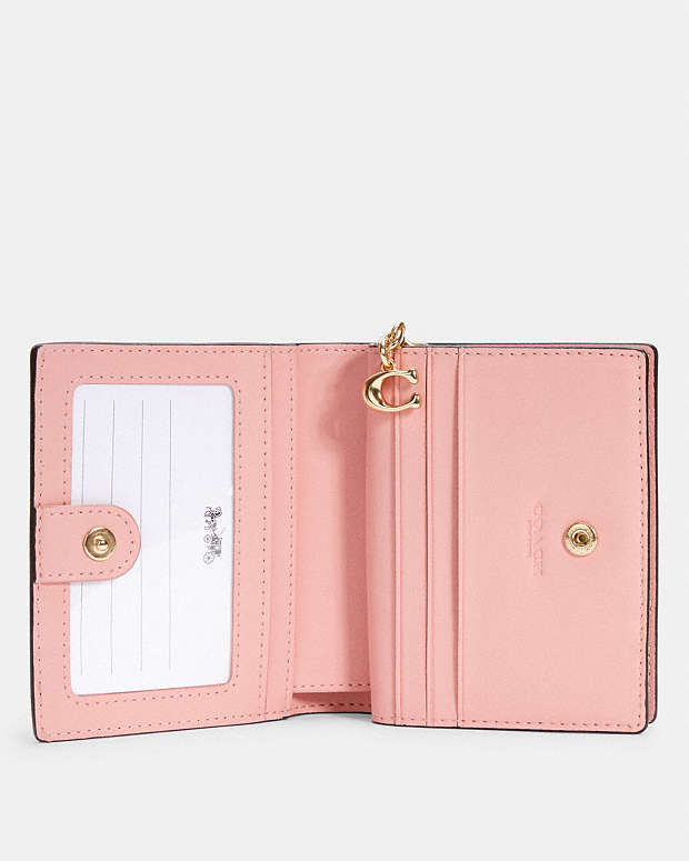 Coach Snap Wallet In Signature Canvas With Heart Floral Print