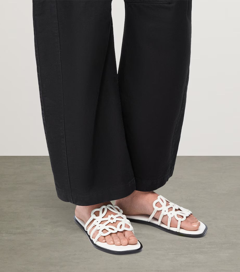LOEWE
White Leather Petal Anagram Slides