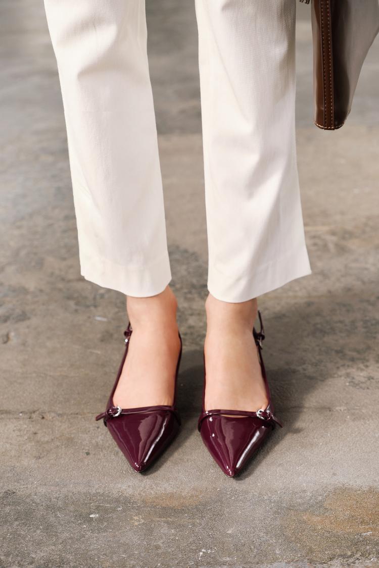 ZARA BURGUNDY SLINGBACK BUCKLE SHOES