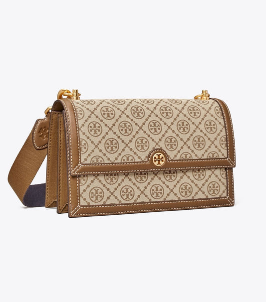 Tory Burch T Monogram Small Jacquard Shoulder Bag Hazelnut Brown ( preorder 15 days delivery)