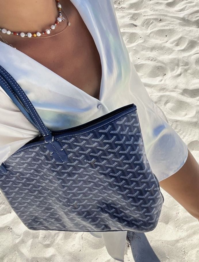 Goyard medium tote navy blue