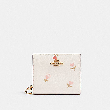 Coach Snap Wallet In Signature Canvas With Heart Floral Print