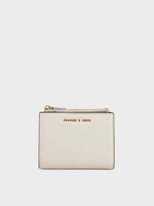 Charles & Keith Harmonee Top Zip Small Wallet - Ivory