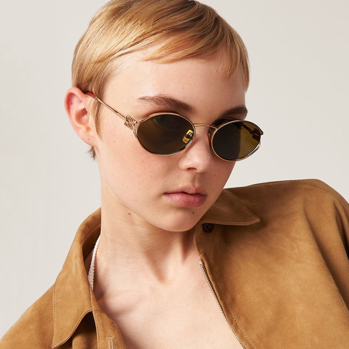 Retro metal frame sunglasses brown