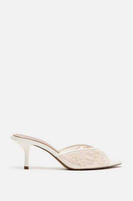 MESH PEARL EMBELLISHED SANDALS - White | ZARA